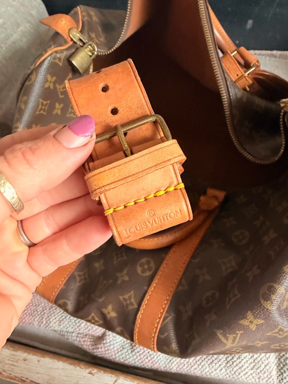 Louis Vuitton Monogram Canvas Travel Duffel Bag in Brown and Tan - Picture 9 of 14